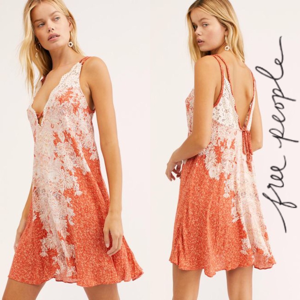 NWT Free People Floral Morning Sun Mini Slip Dress